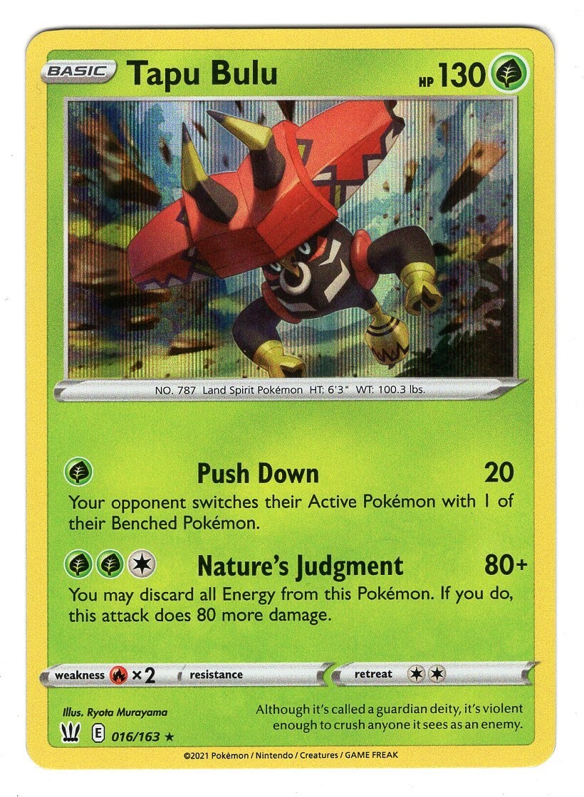 Pokemon TCG Tapu Bulu Sword & Shield Battle Styles 016/163 Holo Rare Card NM