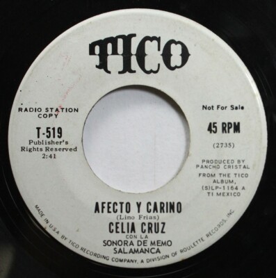 Hear! Latin Promo 45 Celia Cruz - Afecto Y Carino / Anoranza Maternal On Tico