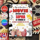 EDITABLE Movie Birthday Invitation, Boys Girls Theater Invite, Kids Party invite