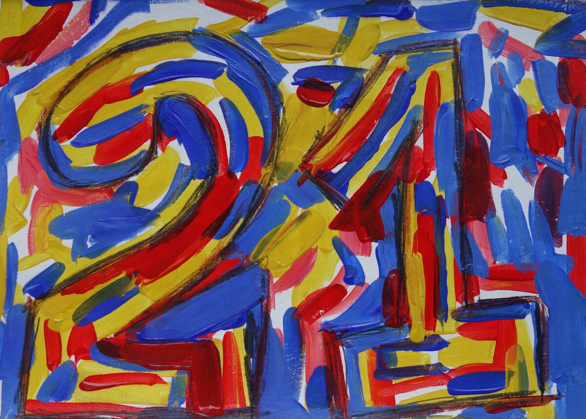 Fine unique painting – Pop art composition, numbers, signed Fine unique painting – Pop art composition, numbers, signed