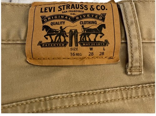 Levis Performance 511 Slim Khaki Jeans 28x28 Skinny Size 16R - Picture 4 of 4