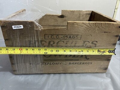 Vintage Hercules Powder Co. Wood Crate Box Blasting Caps I.C.C