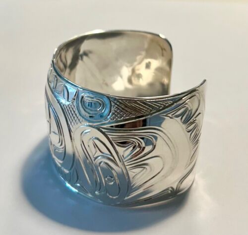 Signiert N.W. Küste Indianer Sterlingsilber Adler Motiv Armreif Armband - Bild 3 von 4