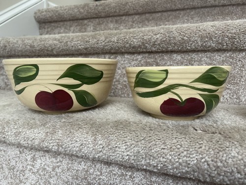 4 Vintage Watt Ovenware Mixing Nesting Bowl Set 3-Leaf Apple 04 05 06 & 07 - Picture 12 of 12