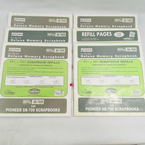 Pioneer Scrapbook Lot 12x12 Green Post Style Album SB-700R Refills Darice Pages - Picture 6 of 7