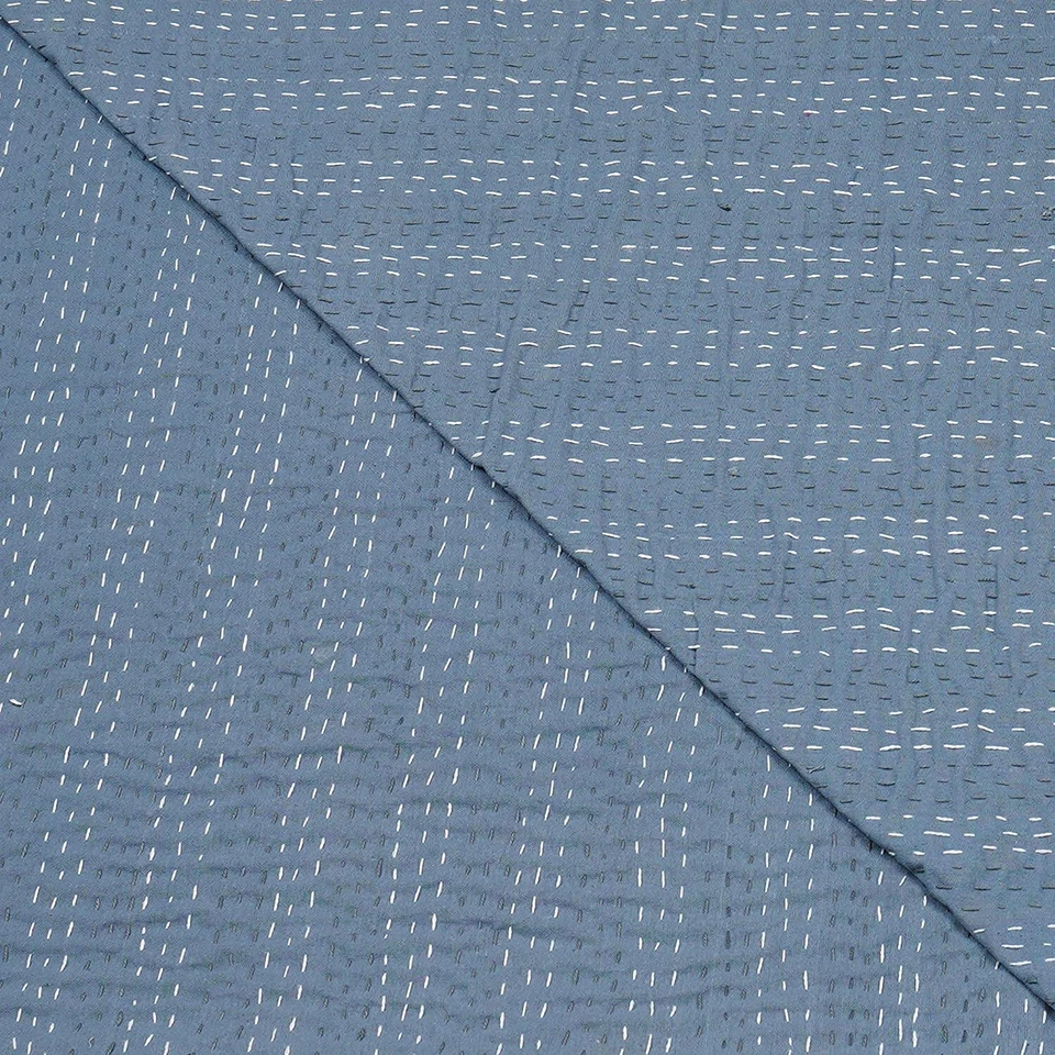 Colcha étnica Kantha edredón tamaño king de algodón hecha a mano colcha gris sábana Foto 4 de 4