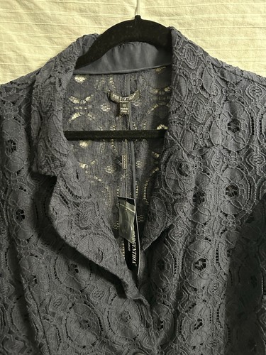 NWT! For Cynthia Navy Blue Lace Jacket Size 1X - Afbeelding 4 van 7