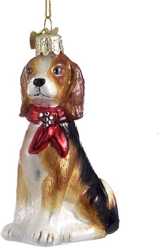 KURT ADLER NOBLE GEMS 3.5" GLASS BEAGLE DOG CHRISTMAS ORNAMENT NB0900BE - Picture 2 of 3