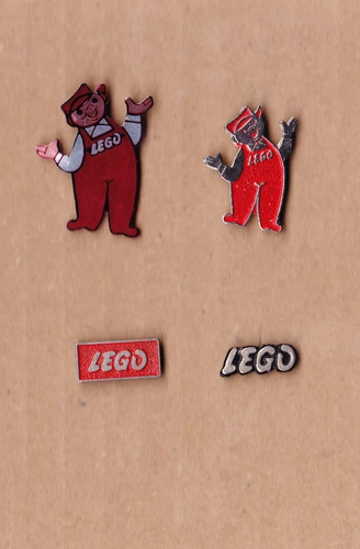 Vintage LEGO stick pin badges 1960s Logo Building Bricks Man Toy Toys