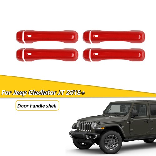 Exterior Door Handle Trim Cover Shell Accessories For 2018+ Jeep Wrangler JL Red - Picture 2 of 9