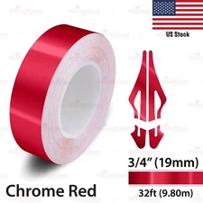 3/4" Vinyl Pinstriping Pin Stripe Car Styling Tape Decal Sticker 19mm CHROME RED
