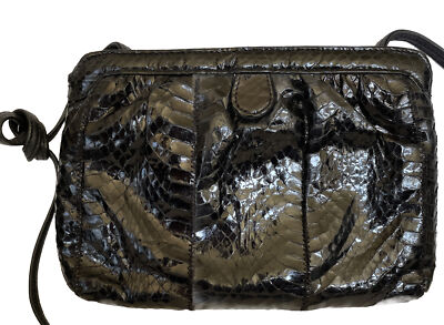 Vintage Clemente Black Python Purse clutch Crossbody Snake Skin