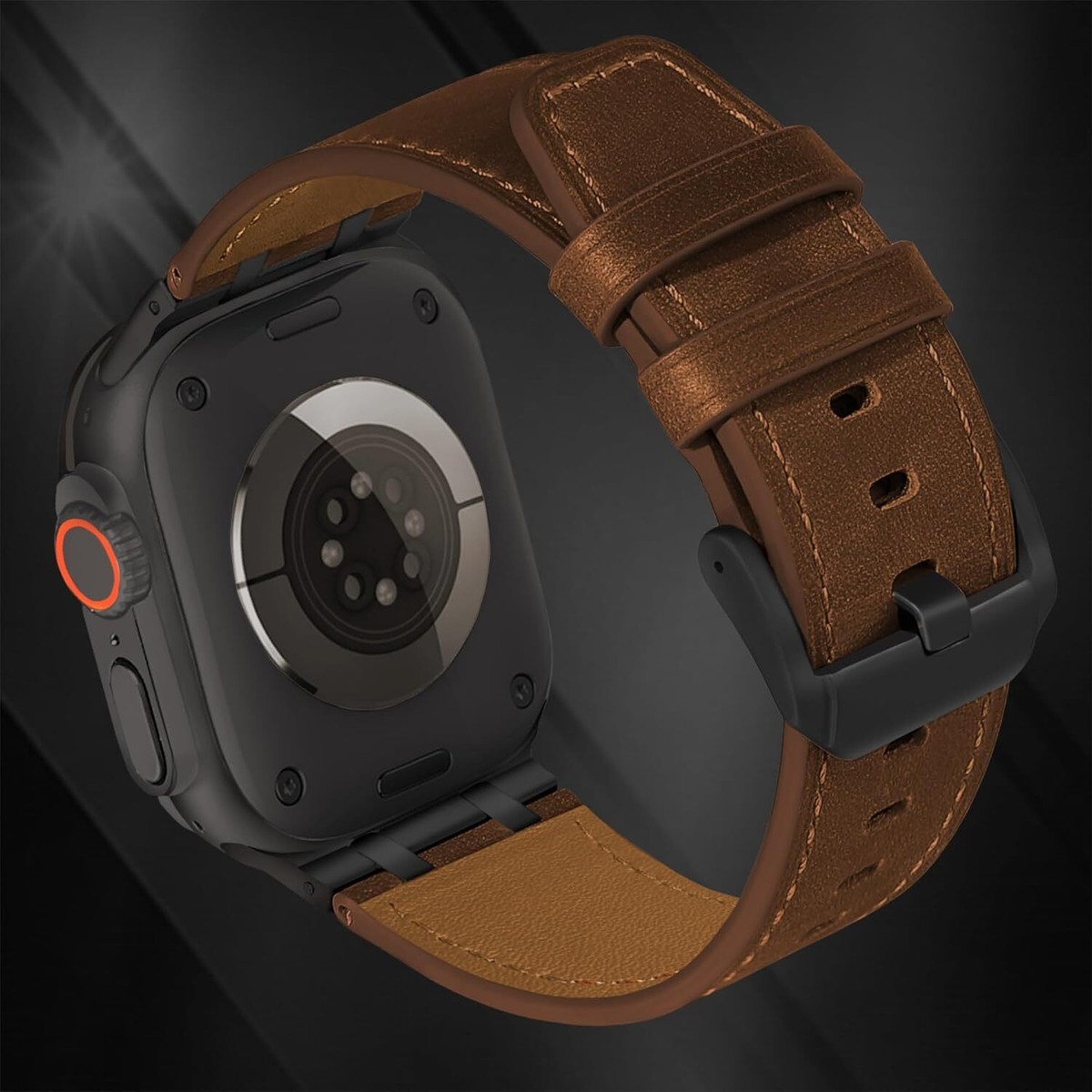 Luxury 26mm Wide Rugged Vintage Leather Band for Apple Watch Ultra Band  49mm