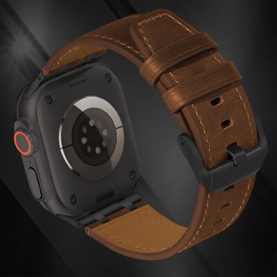 Luxury 26mm Wide Rugged Vintage Leather Band for Apple Watch Ultra Band  49mm