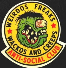 HOT ROD STICKER  ED ROTH  A.S.C. 3 1/2”X 3 1/2“ MOTORCYCLE TRUCK  RAT ROD GLOSSY