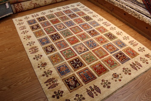 5'6" X 7'6" Handgefertigt FEINE QUALITÄT GEKNÜPFT BUNT Beige Hintergrund Bakhtiari Teppich - Bild 4 von 12