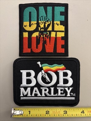 2 Pc - Bob Marley / One Love (Iron on patch) Rock/Reggae,/Music/Art Peace