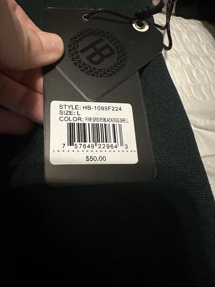 Hudson & Barrow 绿色羊毛全拉链连帽衫男式 L 码全新带标签 — 第 4/4 张图片