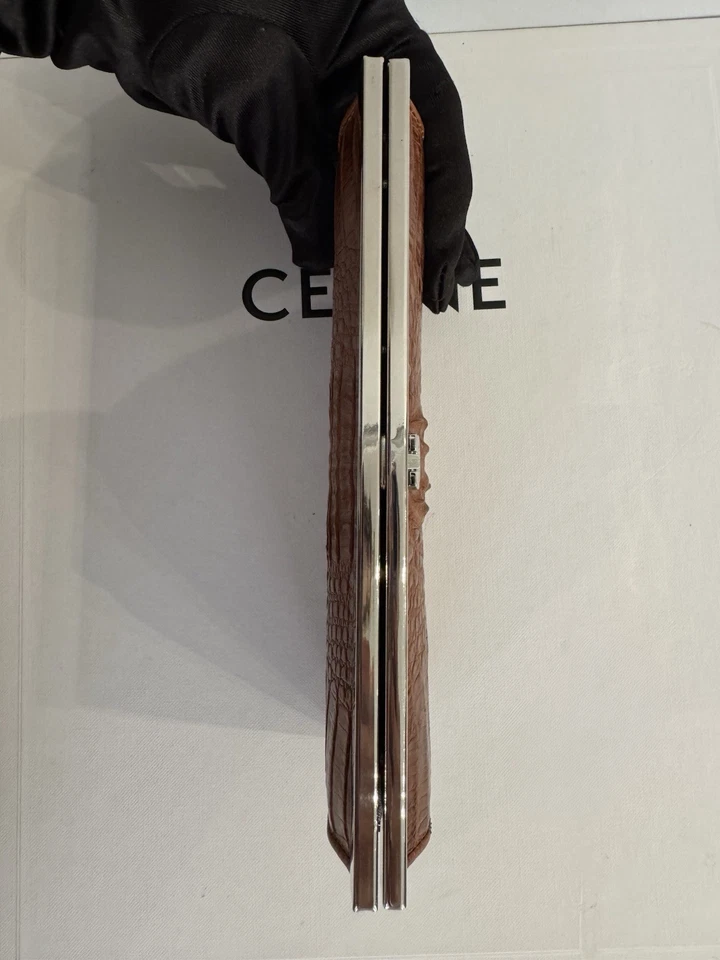 Carteira longa River couro de crocodilo marrom qualidade impressionante design de luxo - Imagem 3 de 4