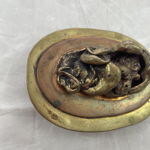 Fibbia per cintura artigianale ottone rame vintage - Foto 6 di 7