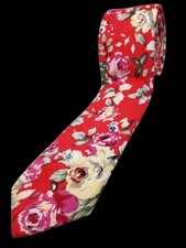 UNBRANDED 100 Cotton Men's Skinny Tie Ref Yellow Green White Floral Necktie NEW