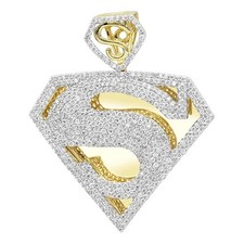 3.40Ct Round Cut Real Moissanite Super Man Custom Pendant 14K Yellow Gold Plated