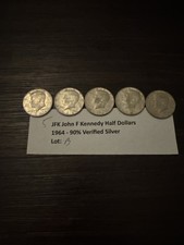 90% Silver 1964 JFK Kennedy half dollars - lot of 5 - Lot B