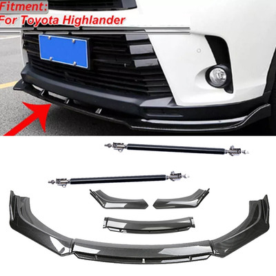 Carbon Fiber Black Front Bumper Lip Chin Body Kit Spoiler For Toyota Highlander