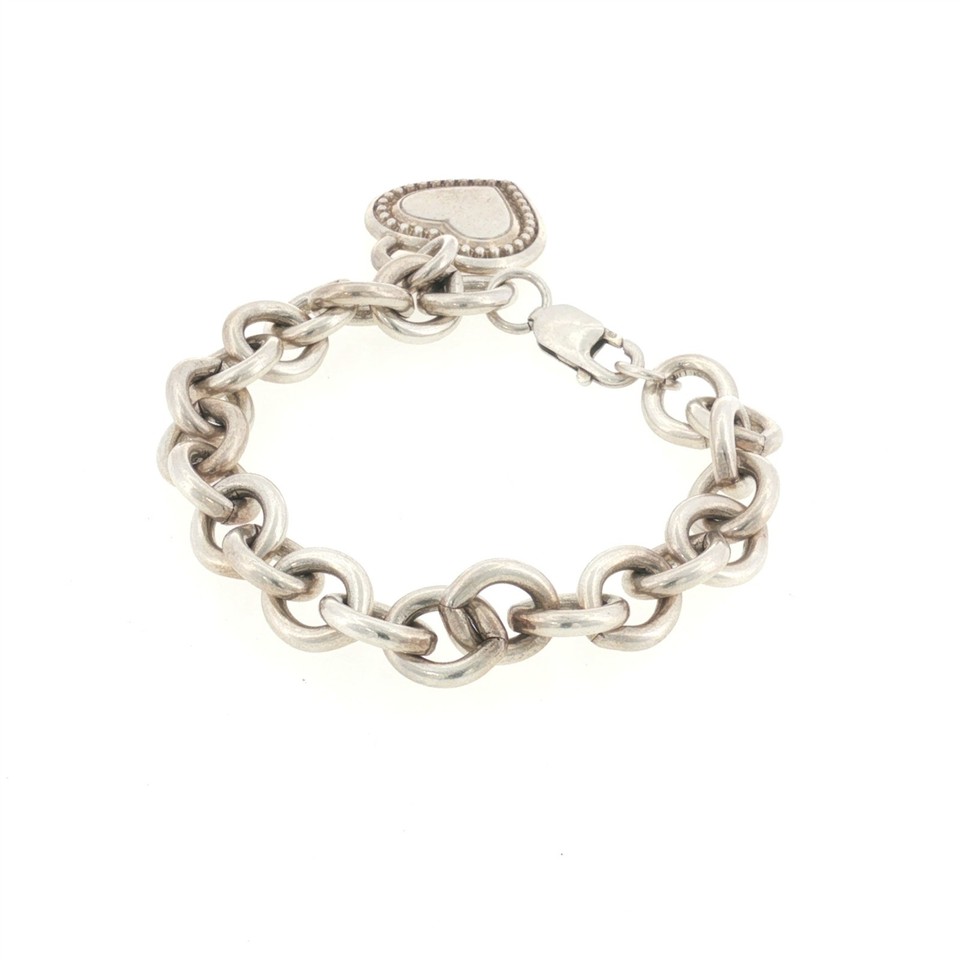DESIGNER JUDITH RIPKA HEART TAG OVAL LINK CHAIN BRACELET STERLING ...