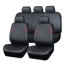 CAR PASS Deluxe Faux Leather Perforated Car Seat Covers Full Set, Breathable ...