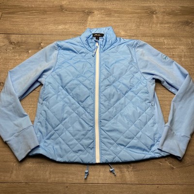 RLX Ralph Lauren Sweatshirt Golf Jacket Womens M Blue Cotton Quilted Hybrid Zip