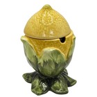 Vintage 70s Lemon Jam Jar Condiment Pot Mustard Honey Dish Ceramic Fruit Kitchsy