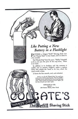 Colgate Shaving Stick 1923 Print Ad Refill Shaving Stick Vintage 7x10