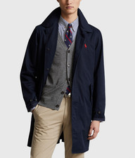 Ralph Lauren Lined City Walking Coat Navy Blue Mac Trench Work Wear Jacket £399