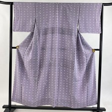 JAPANESE KIMONO FINE PATTERN LIGHT PURPLE 154cm 5 ft 1 in PURE SILK BB7529
