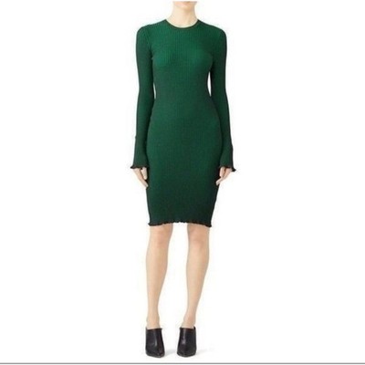 C18 Scotch & Soda Green Ribbed Knit Midi Dress The Peaks Long Sleeve L