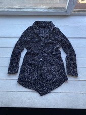 Roberto Collina Italy Womens Mesh Tunic Sweater Button Black Medium