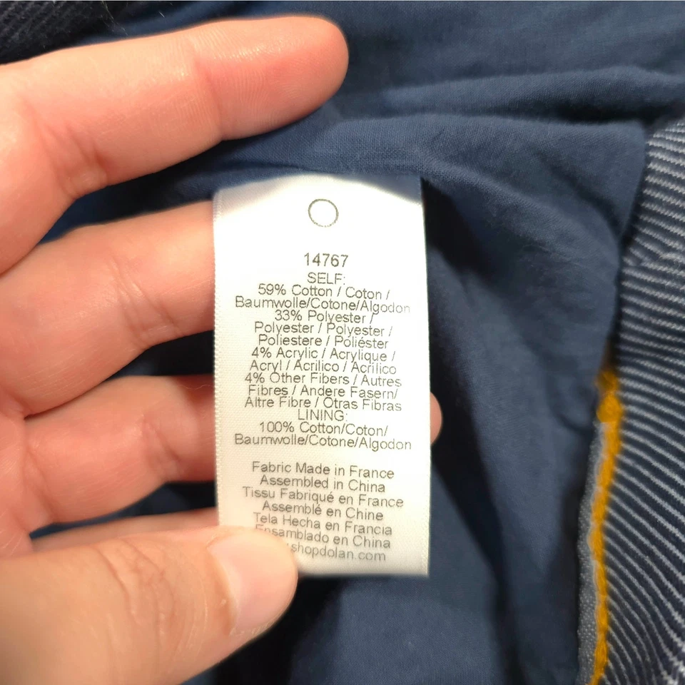 Dolan Anthropologie Piccadilly Coat Striped Belted Denim Women Size L Flawed - Image 4 of 4