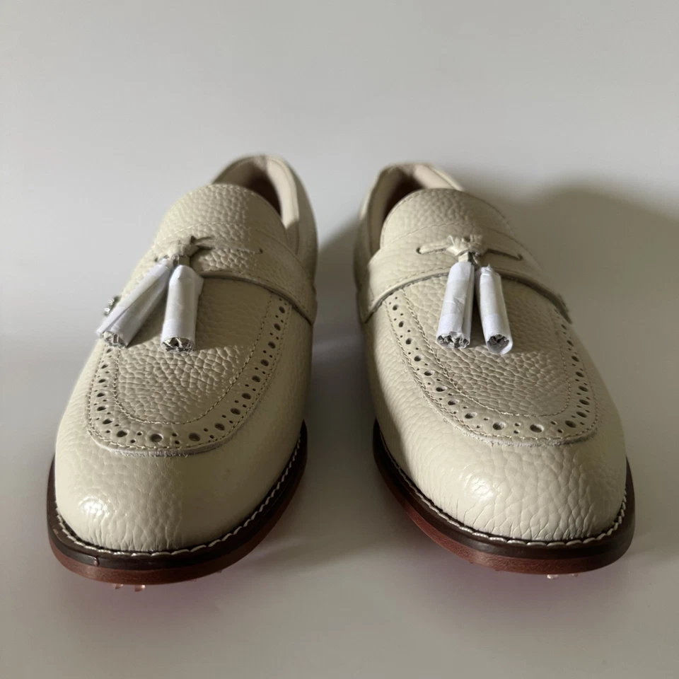 Zapatos de golf G/FORE para mujer 8 borlas brogue Cruiser Gallivanter de cuero de lujo piedra Foto 2 de 4