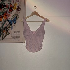 Garage Pink Lace V-Neck Corset Style Cami Top
