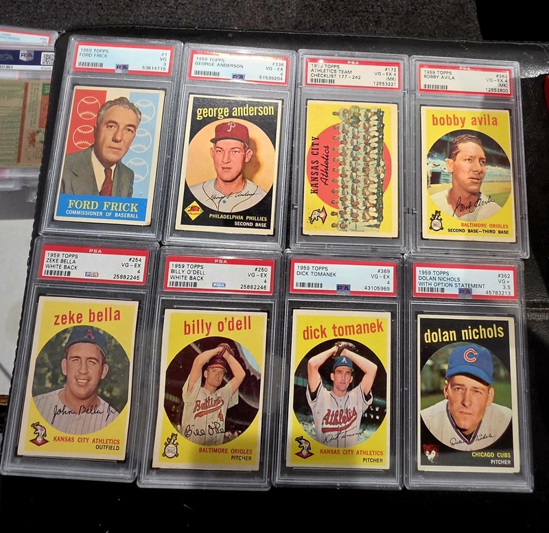 1959 TOPPS LOT OF 9 CARDS  PSA 4  ANDERSON FORD AVILA ODELL BELLA PENDLETON PSA3