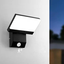 Outdoor Motion Sensor Wall Light Fixture Black LED Porch Light Exterior Wall Mou