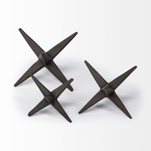 Mercana Rhea Brown Cast Iron Small Medium Large Jacks (Set Of 3) - 第 1/6 張圖片