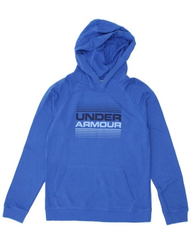 UNDER ARMOUR Boys Graphic Hoodie Jumper 10-11 Years Large Blue Cotton PM03