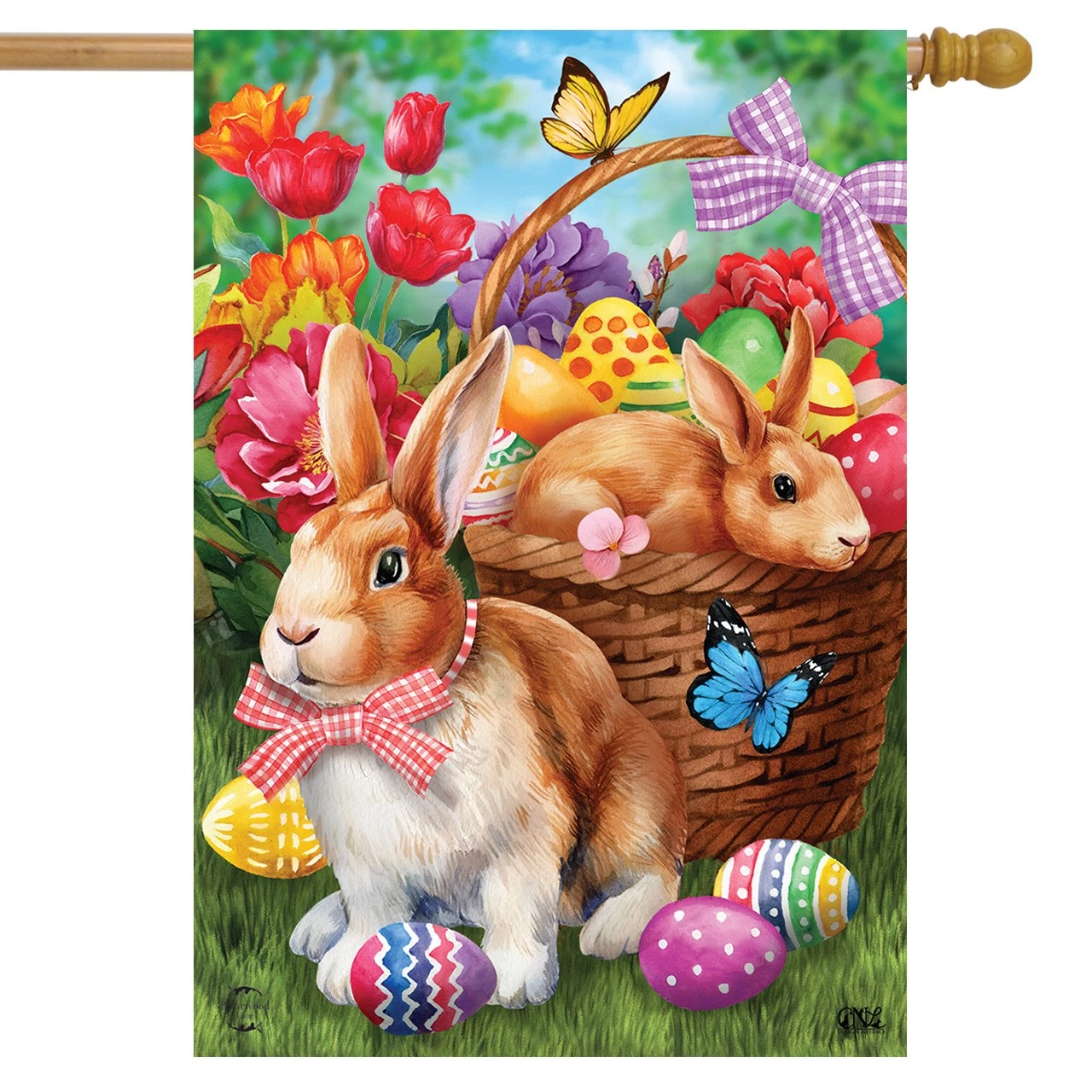 Briarwood Lane Basket Bunny House Flag