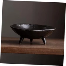 Retro Mini Tripod Black Decorative Bowl - 6 Inch Handmade Multi-Use Ceramic 