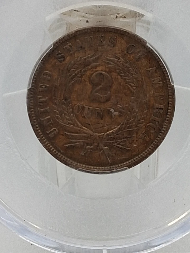 1865 2C FANCY 5 PCGS GRADED DETAILS  XF Scratch - Image 2 of 4