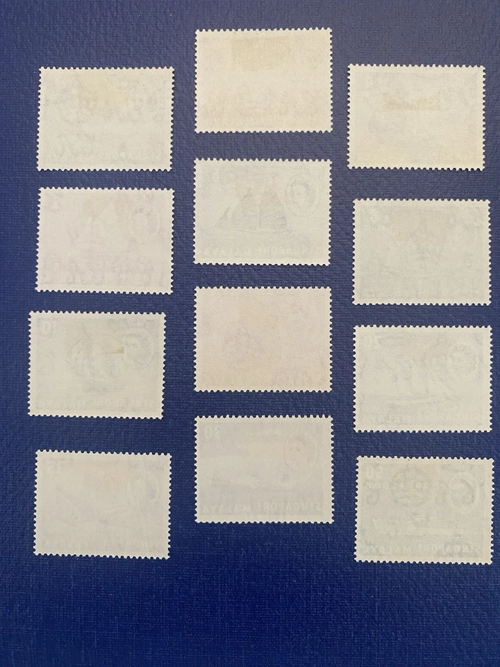 MALAYA 1955 QE2 juego corto a 50c, bisagra ligera como nueva, SC# 28-39. Foto 2 de 2