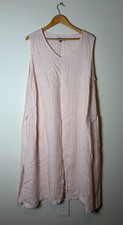 Flax Slipster Linen Maxi Dress, White w/Pink ...