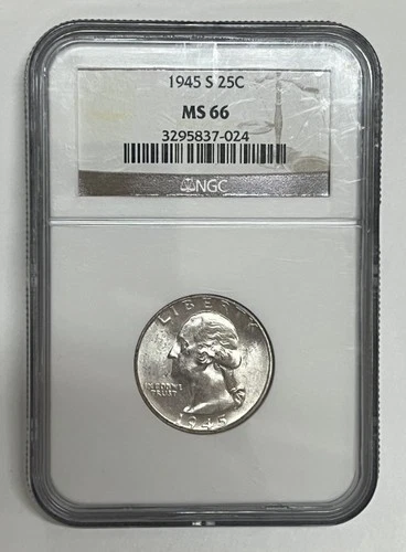 1945-S San Francisco Mint MS66 NGC Graded Washington Quarter